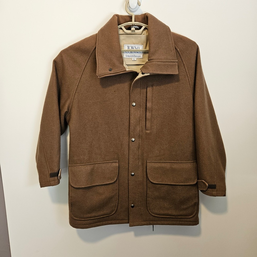 Vintage Wool Field Jacket Coat Brown Mens Large Chore Barn Outdoor Cabincore